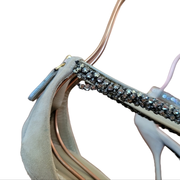 Gucci Taupe Black Diamond Crystals Kid Scamosciato Formal Heel Shoes 37 (7) - Picture 13 of 13